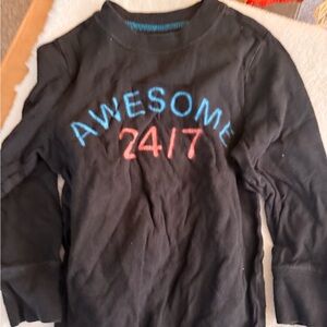 Old Navy Black Long Sleeve Tee with Blue and Red Print